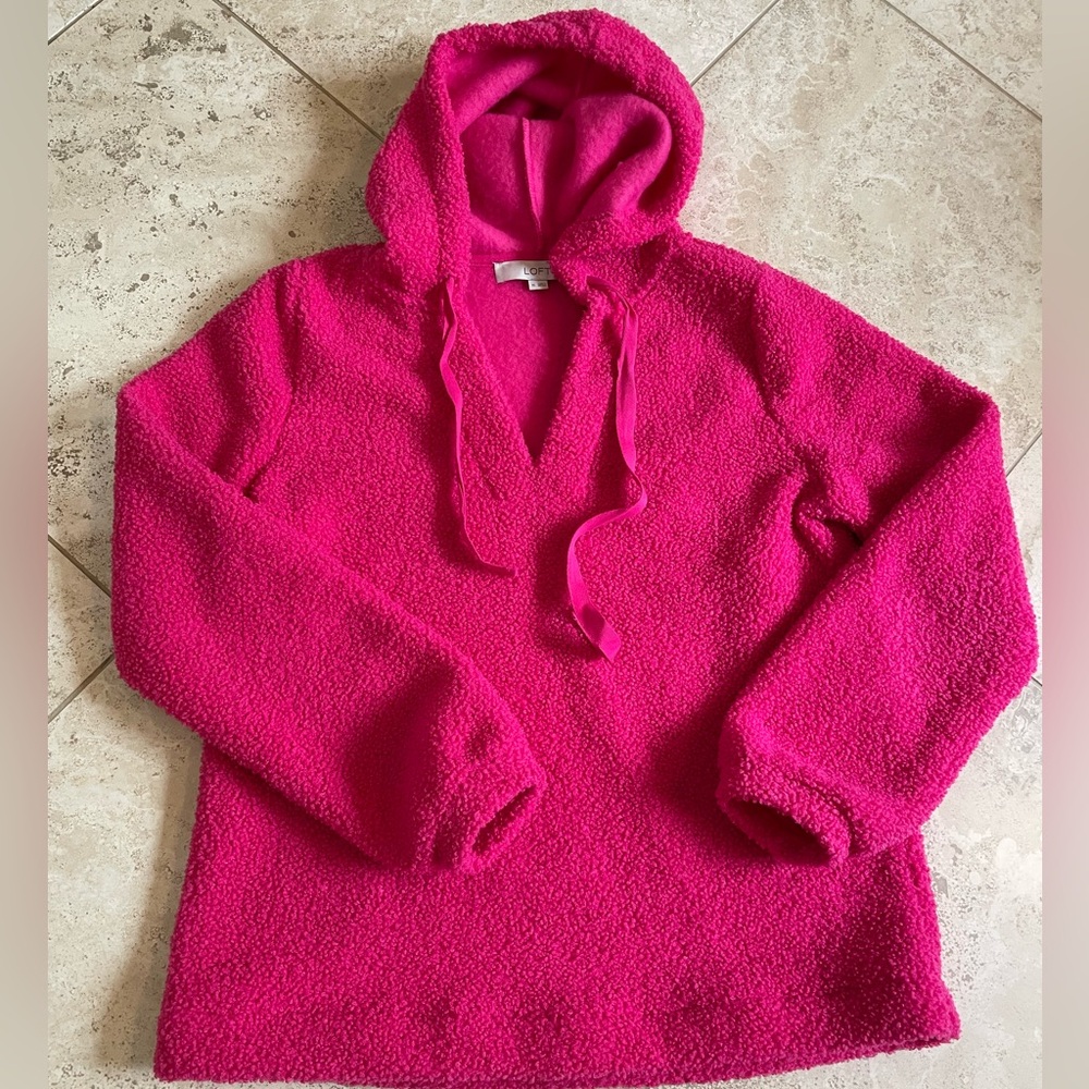 LOFT Cozy Fuchsia Hoodie Top - Women